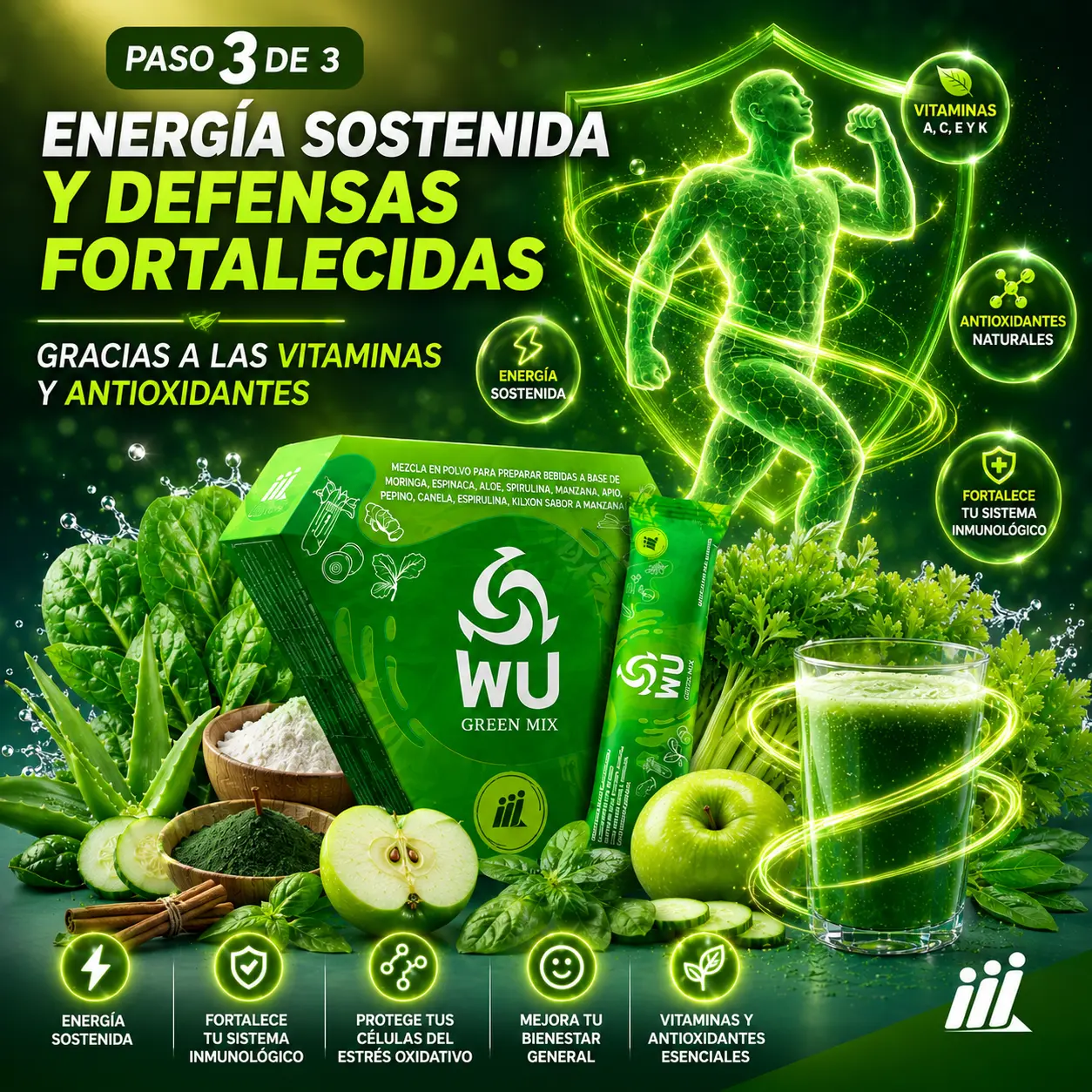 Energía sostenida y defensas altas con WU! Green Mix