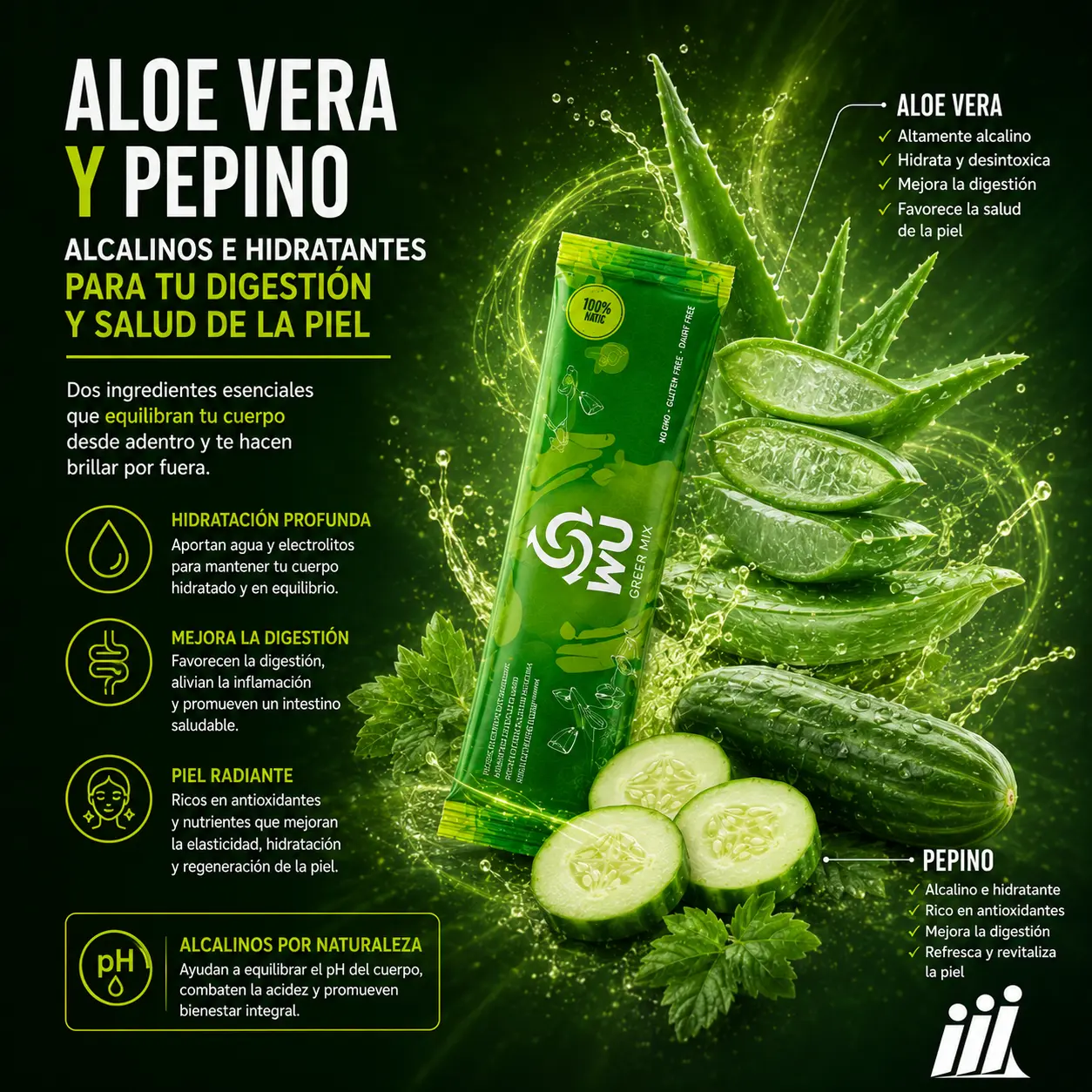 Aloe Vera y Pepino – hidratación y alcalinidad