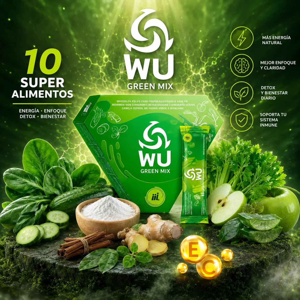 WU! Green Mix jugo verde en polvo – shot de micronutrientes